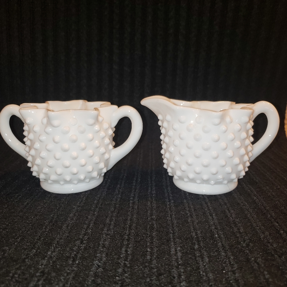 Fenton Milk Glass Creamer & Sugar Set